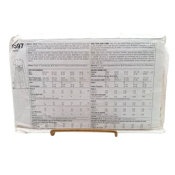 Simplicity 9597 Vintage Sewing Pattern Misses Dress Sizes XS-S-M 1996 - Picture 2 of 2